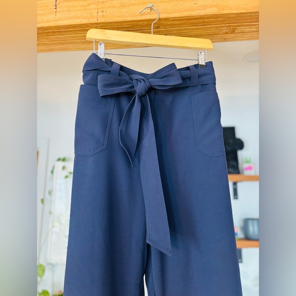 Boden Melina Navy Paperbag Waist Pants Tie Belt | Size 16/18 Plus | NWT Cord - Picture 2 of 8